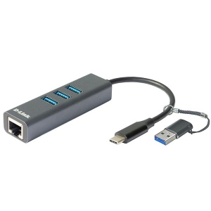 Хаб USB D-Link 1xGE, 3xUSB-C,USB-C з адаптером USB-C/USB-A (DUB-2332)