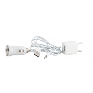 Зарядний пристрій для мережі PowerPlant USB - Lightning 12V + 220V + кабель 1A (DV00DV5041)