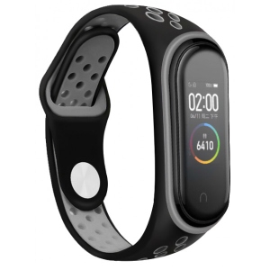 Ремінець для фітнес-браслету BeCover Nike Style for Xiaomi Mi Smart Band 5 Black-Gray (705151)