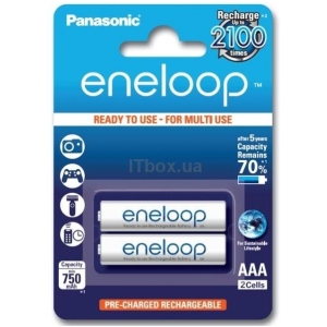 Аккумулятор тип AAA Panasonic Eneloop AAA 750 2BP mAh NI-MH (BK-4MCCE/2BE)