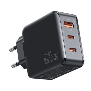 Мережевий зарядний пристрій Essager 65W Travel Phone Charger USB A + 2 Type C EU Black (ECT2CA-JZB01-Z)
