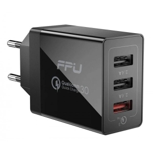 Мережевий зарядний пристрій Essager Fangbo QC3.0 3U (QC+Dual 2.4A) Charging Head EU Black (ECTQC3-FBB01)