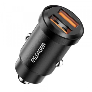 Автомобільний зарядний пристрій Essager Gyroscope Mini Charger USB-A + USB-A 30W Black (ECC2A-TL01) фірмовий сайт