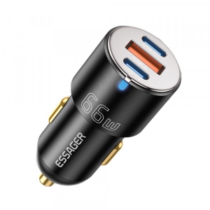 Автомобільний зарядний пристрій Essager City Dual Typc-C + USB-A Car Charger 66W Black (ECC2C1A-FF01)