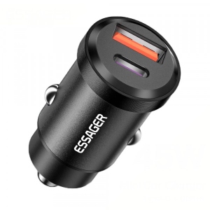 Автомобільний зарядний пристрій Essager Gyroscope Mini 45W Car Charger USB-A + Type-C Black (ECCAC45-TL01-Z) офіційний магазин