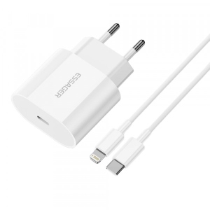 Мережевий зарядний пристрій Essager Vanjane Travel Phone Charger Set PD20W with PD 20 Type C to Lightning EU (EFJB02-XBL02-T)