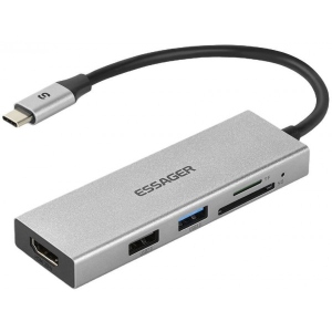 Хаб USB Baseus Essager Fanghe 5 in1 USB-C port (EHBC05-FH0G-P)