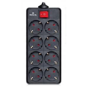 Мережевий фільтр REAL-EL RS-8 Protect 3.0m Black (EL122300022)