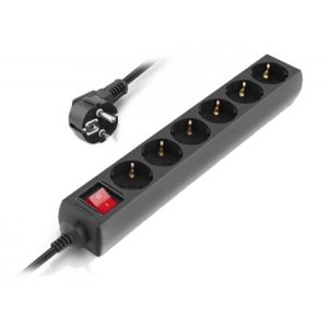 Мережевий фільтр REAL-EL RS-6 Protect M 3m Black (EL122300034)