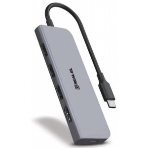 Хаб USB REAL-EL CQ-700 Space Grey (EL123110002)