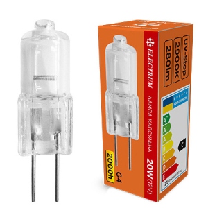 Лампочка галогенна Electrum 20W 12V G4 A-HC-0115