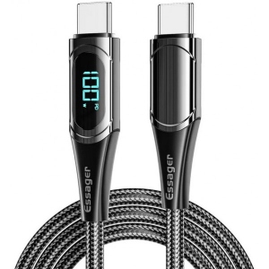 Кабель синхронізації даних Essager LED Digital Display Fast Charging 100W USB Cable Type C to Type C  2m Black (ES-XCTT1-YDA01)