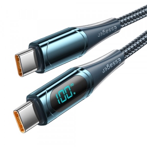 Кабель синхронізації даних Essager Digital Display Fast Charging 100W USB Type C  2m Blue (ES-XCTT1-YDA03)