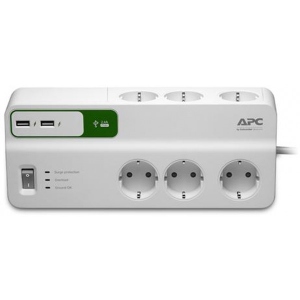 Мережевий фільтр APC Essential SurgeArrest 6 розеток + 2 USB (PM6U-RS)