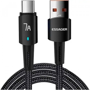 Кабель синхронізації даних Essager Sunset Type-C 7A USB charging and data  Fully compatible cable 1m Black (EXC7A-CG01-P)