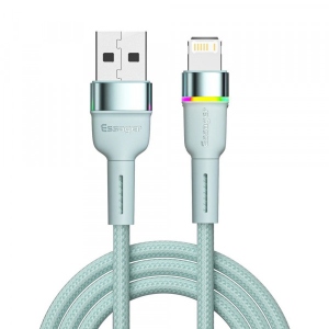 Кабель синхронізації даних Essager Colorful LED USB Cable Fast Charging 2.4A USB-A to Lightning 1m Blue (EXCL-XCD03)