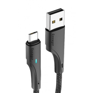 Кабель синхронізації даних Essager Rousseau 3A Fast Charging USB Micro 2.4A 3m Black (EXCM-LSC01)