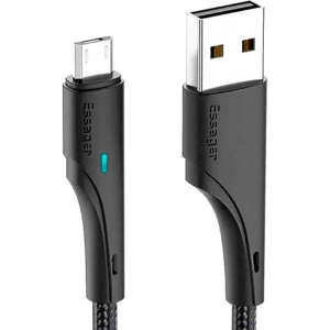Кабель синхронізації даних Essager Rousseau 3A Fast Charging USB Micro Cable 0.25m Black (EXCM-LSB01) купити