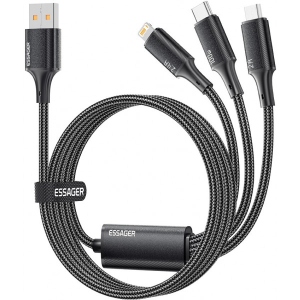 Кабель синхронізації даних Essager Simple 3 in 1 Micro+Type-c+Lightning 100W USB Cable 1.2M (EXCMTL-JJ01-P)