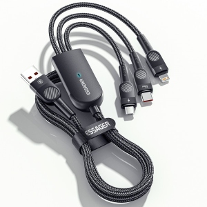 Кабель синхронізації даних Essager Swift 3-in-1 USB Cable 66W Micro+ Type C + Lightning 1.2m Black (EXCMTL-XJ01)