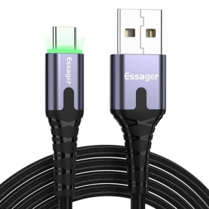 Кабель синхронізації даних Essager LED Light USB Charging & Data Cable Type-C 3A 1M Black (EXCT-XG0G)