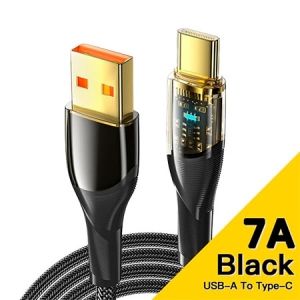 Кабель синхронізації даних Essager Interstellar Transparent Design USB Charging Cable USB A to Type C 7A 1m Black (EXCT-XJ01-P)