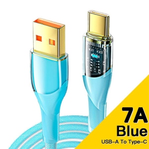 Кабель синхронізації даних Essager Interstellar Transparent Design USB Charging Cable USB A to Type C 7A 1m Blue (EXCT-XJ03-P)
