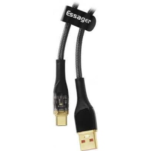 Кабель синхронізації даних Essager Interstellar Transparent Design USB Charging Cable USB A to Type C 7A 2m Black (EXCT-XJA01-P)