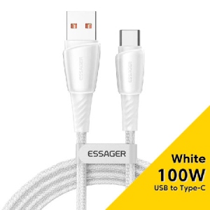 Кабель синхронізації даних Essager Rainbow USB A to Type-C 100W Fast Charging USB Cable 1m White (EXCT1-CH02)