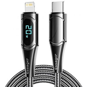 Кабель синхронізації даних Essager LED Digital Display PD 20W Fast Charging Type C to Lightnining USB Cable 1m Black (EXCTL-YD01)