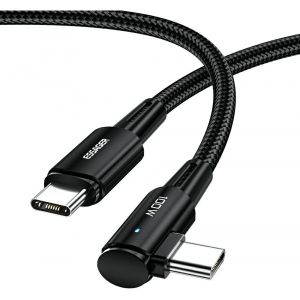 Кабель синхронізації даних Essager Sunset Bend Type 100W Fast Charging Type-C to Type-C USB Cable 1M Black (EXCTT1-CGWT01)