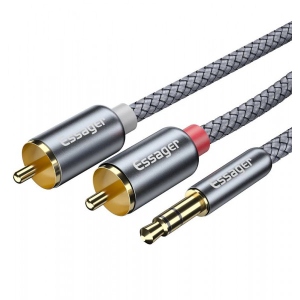 Кабель 3.5 мм -3.5 мм Essager Monster RCA Audio Cable Jack 3.5 to 2 RCA Cable 3.5mm Jack to 2RCA 3M (EYPZJ-MYC0G)