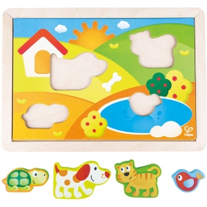 Пазли дерев'яні (3-4 роки) Hape Долина 3 в 1 (E1601)