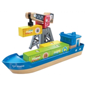 Залізнична техніка набір Hape Корабель із краном (E3792)