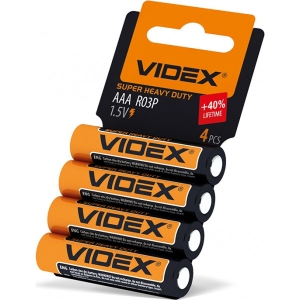 Батарейка тип AAA Videx R03P/AAA Blister 4 шт. Shrink Card (21160)