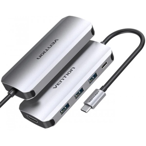 Хаб USB Vention USB 3.1 Type-С HDM/USB 3.0х3//PD 100W (THFHB)