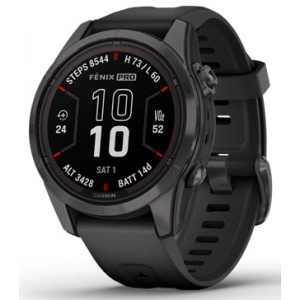 Смарт-годинник Garmin fenix 7S Pro Saph Solar Carbon Gray Ti w/Black Band (010-02776-11)