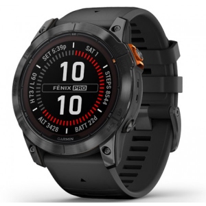Смарт-годинник Garmin Fenix 7X Pro Sol Slate Gray Stl w/Black Band (010-02778-01)
