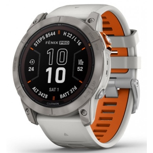 Смарт-годинник Garmin Fenix 7X Pro Sapph Sol Ti w/Gray/Orange Band (010-02778-15)