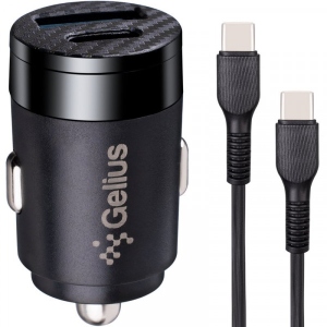 Автомобільний зарядний пристрій Gelius Pro Inch Twix GP-CC010C USB+Type-C Black + Cable Type-C (92306)