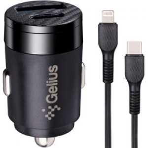 Автомобільний зарядний пристрій Gelius Pro Inch Twix GP-CC010L USB+Type-C QC/PD Black + Cable Type-C - Lightining (92307)