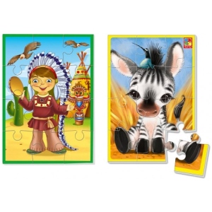 Пазли м'які (до 2 років) Vladi Toys А5 "Зебра + індіанець" (укр) (VT1103-46)