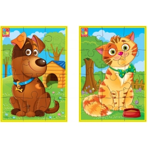 Пазли м'які (до 2 років) Vladi Toys А5 "Кошеня і щеня" (укр) (VT1103-43)
