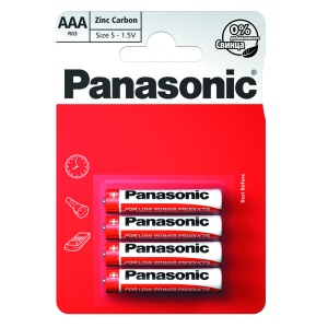 Батарейка тип AAA Panasonic RED ZINK R03 BLI 4 ZINK-CARBON