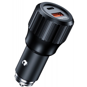 Автомобільний зарядний пристрій Choetech 1USB Type C 63W 1USB 18W PD3.0 QC3.0 Black (TC0010)