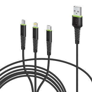 Кабель синхронізації даних Intaleo CBFLEXU1 3in1 Micro Lightning Type-C 1,4m Black (1283126487521)