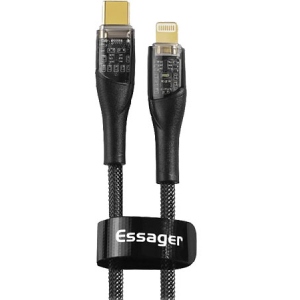 Кабель синхронізації даних Essager Interstellar Transparent Design USB Charging Cable Type C to Lightning 1m Black (EXCTL-XJ01-P)