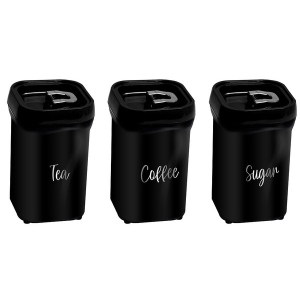 Набір ємностей для зберігання Herevin BLACK Tea/Coffee/Sugar 1.1 л (161205-020)