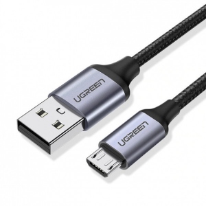 Кабель синхронізації даних UGREEN US290 USB - Micro USB Cable Aluminum Braid 1m Black (60146)