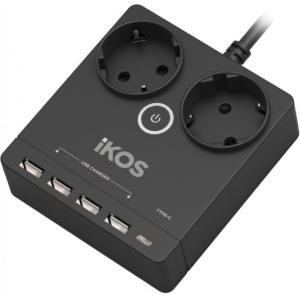 Мережевий фільтр Ikos F25S-CU Black (0006-CEF)